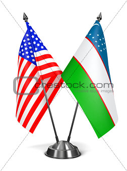 USA and Uzbekistan - Miniature Flags.