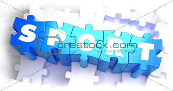 Sport - White Word on Blue Puzzles.