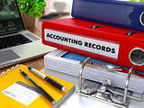 Red Ring Binder with Inscription Accounting Records.