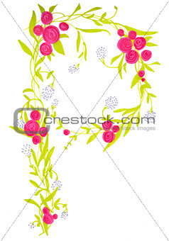 Floral illustration of letter "p"