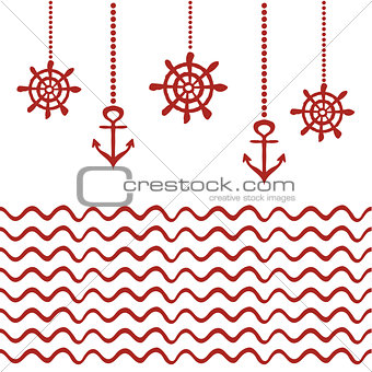Red and white nautical template
