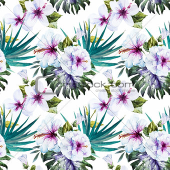 Watercolor hibiscus patterns