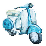 Watercolor vintage scooter