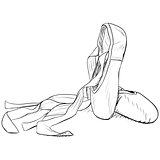 Hand-drawn style pointe shoes.