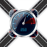 Analog rev counter with digital speedometer