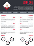 New cv resume template in red and dark gray