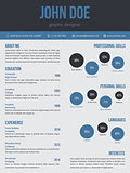 New cv resume template in blue and dark gray