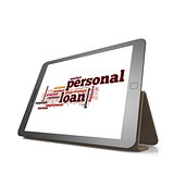 Personal loan word cloud on tablet