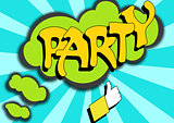 Pop Art comics icon with party word