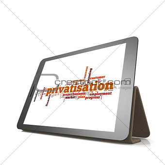 Privatisation word cloud on tablet