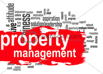 Property management word cloud with red banner