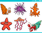 sea life animals set cartoon illustration