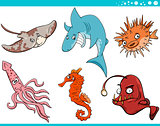 sea life animals cartoon set