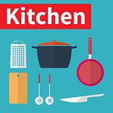 Kitchen utensils. Flat design.