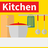 Kitchen interior flat design illustration