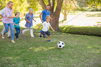 Happy family playing at the ball