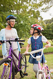 Grandmother and daughter on their bike
