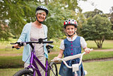 Grandmother and daughter on their bike