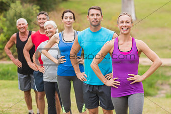 Happy athletic group smiling at camera