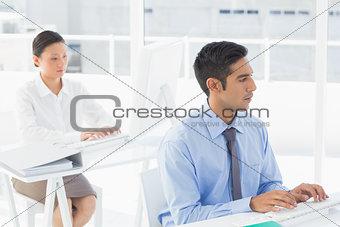 Concentrate work team using computer