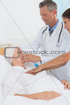 Doctor putting an oxygen mask