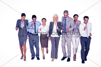 Business people running together