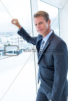 Businessman looking out the window