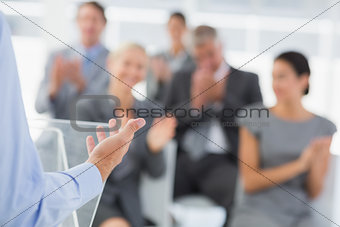 Businessman doing conference presentation