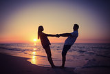 Romantic couple at sunset