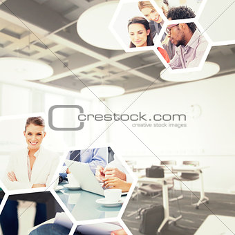 Composite image of college classroom