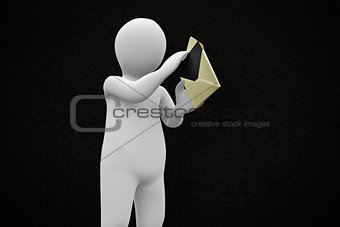 Composite image of white character opening message