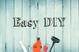 Easy diy against diy tools on wooden background