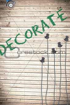 Decorate  against plugs on wooden background
