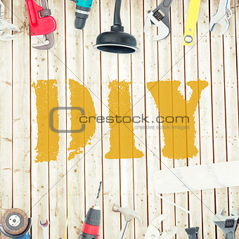 Diy against tools on wooden background
