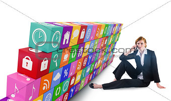 Composite image of redhead businesswoman on the phone