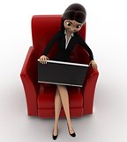 women looking  watching into laptop screen while sitting on sofa concept
