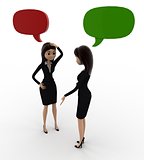 women having conversation in between ,speech bubbles over their head concept