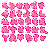 graffiti bubble gum pink vector fonts with gloss over white
