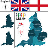 Map of England with regions
