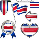 Glossy icons with flag of Costa Rica