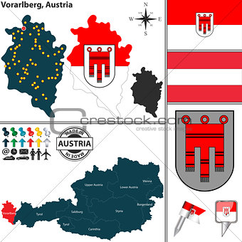 Map of Vorarlberg, Austria