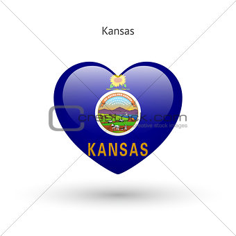 Love Kansas state symbol. Heart flag icon.