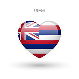 Love Hawaii state symbol. Heart flag icon.