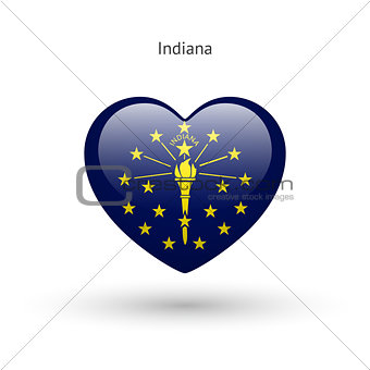 Love Indiana state symbol. Heart flag icon.