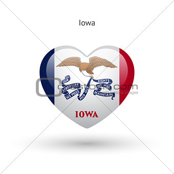 Love Iowa state symbol. Heart flag icon.