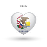 Love Illinois state symbol. Heart flag icon.