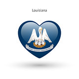 Love Louisiana state symbol. Heart flag icon.