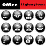 Set of business people glossy icons