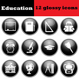 Set of education glossy icons