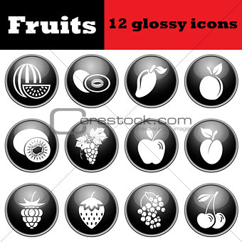 Set of fruit glossy icons